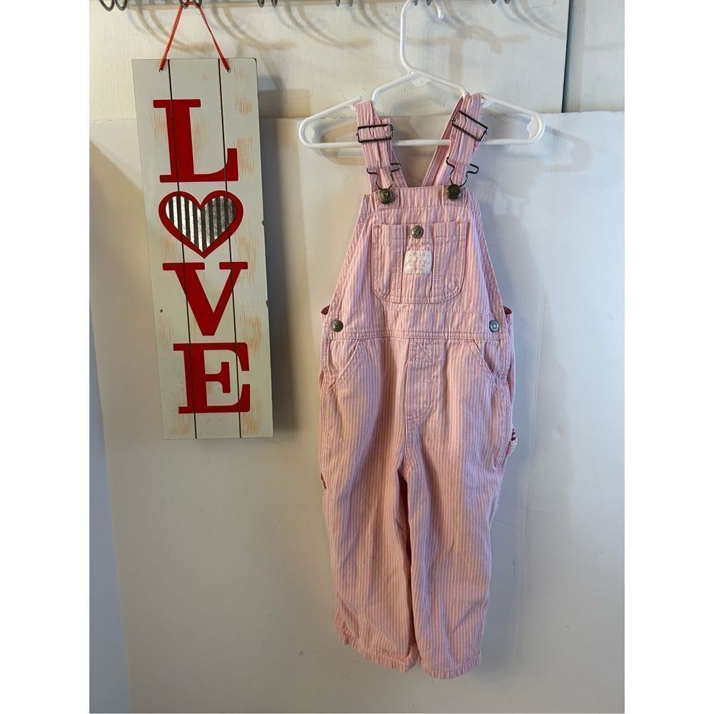 Larkin McKey 2t overalls‎ pink striped #17754